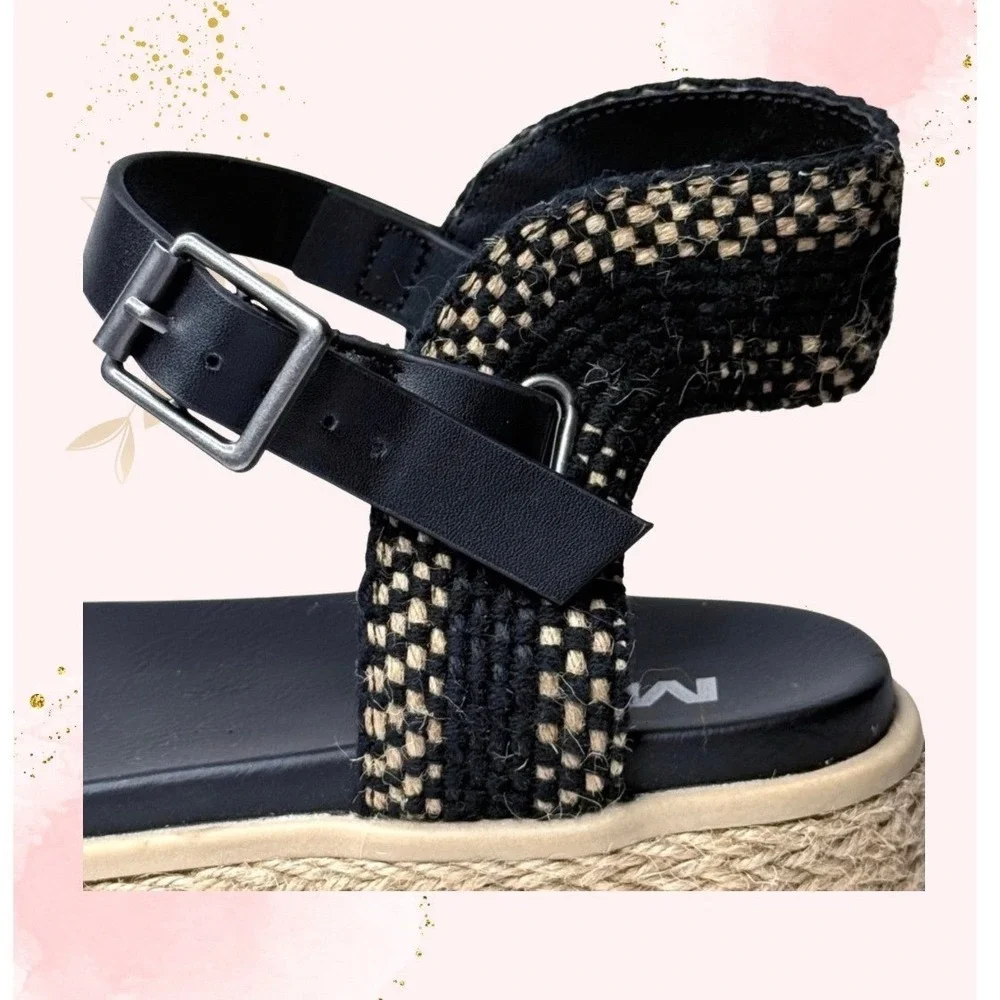 MIA Womens Black & Tan Woven Espadrille Platform Sandals‎ - Size 7.5